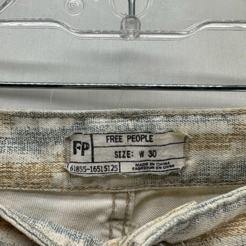 Free People Jeans Womens 30 Ikat Print Skinny Ankle Stretch Cotton Blend Beige - Picture 7 of 11